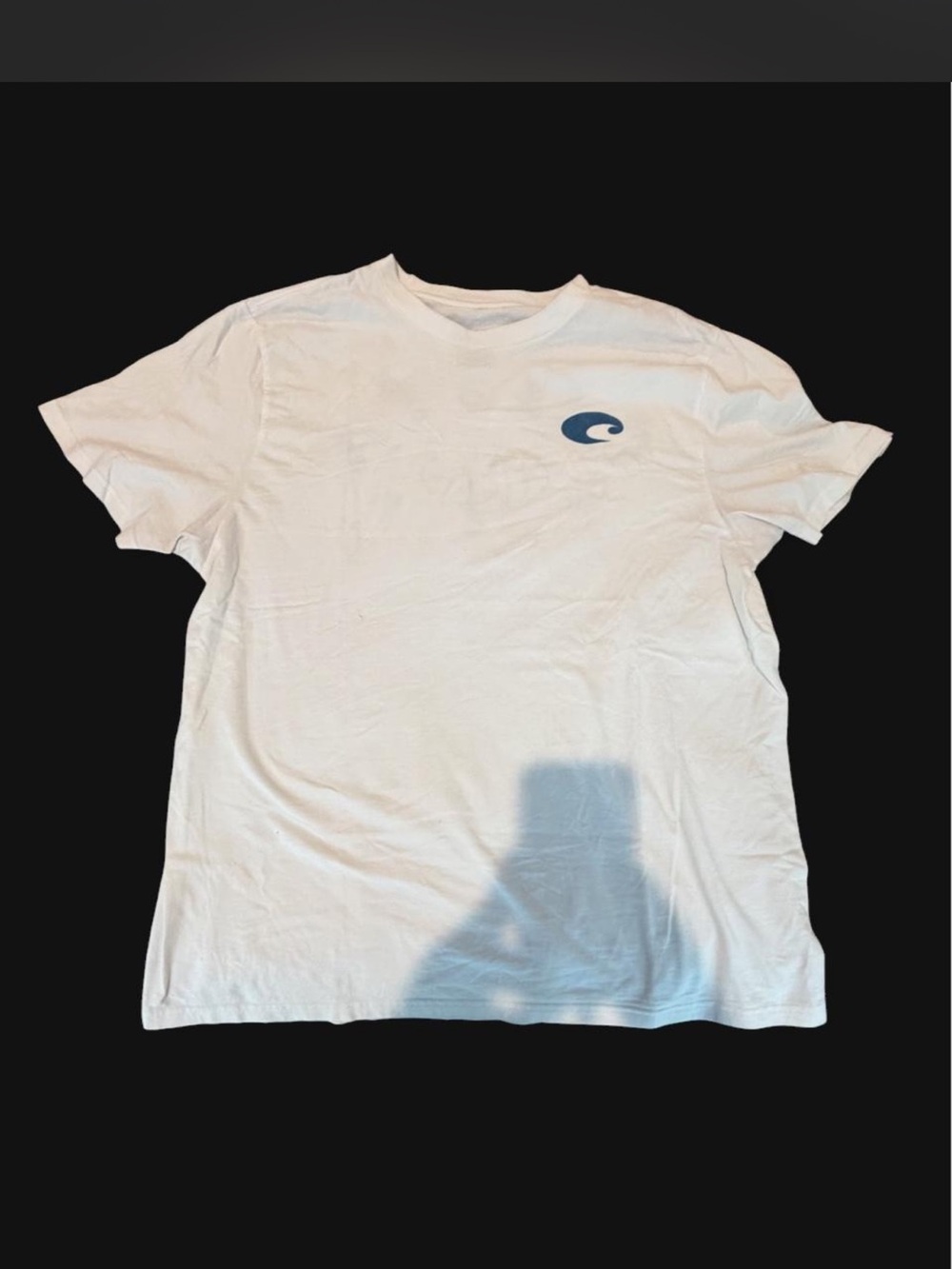 Costa White Short-Sleeve Crew Tee with Small Blue Chest Logo